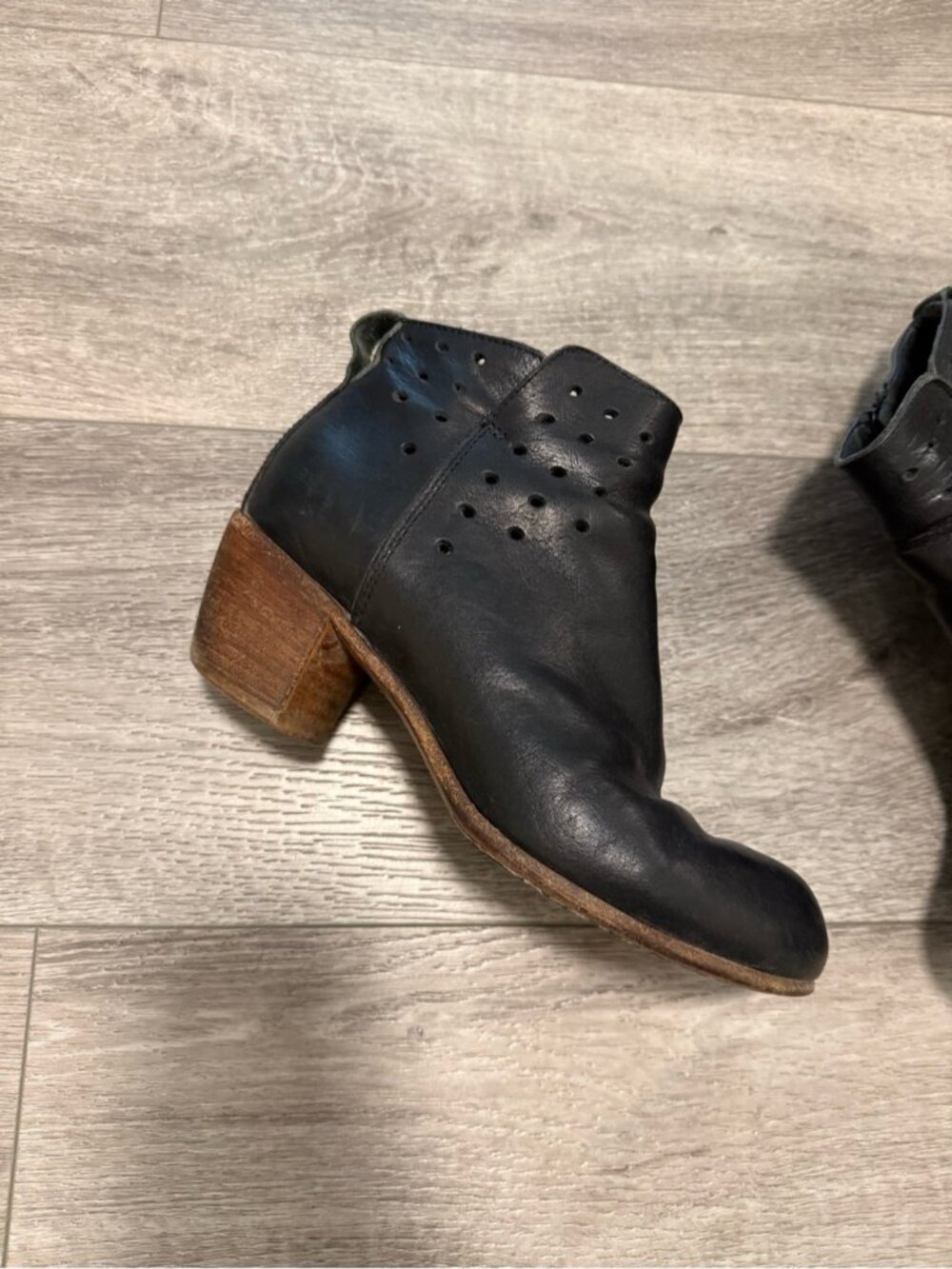 MOMA BLACK Ankle Leather Boots heeled booties size 36.5 made in Italy - Picture 2 of 13